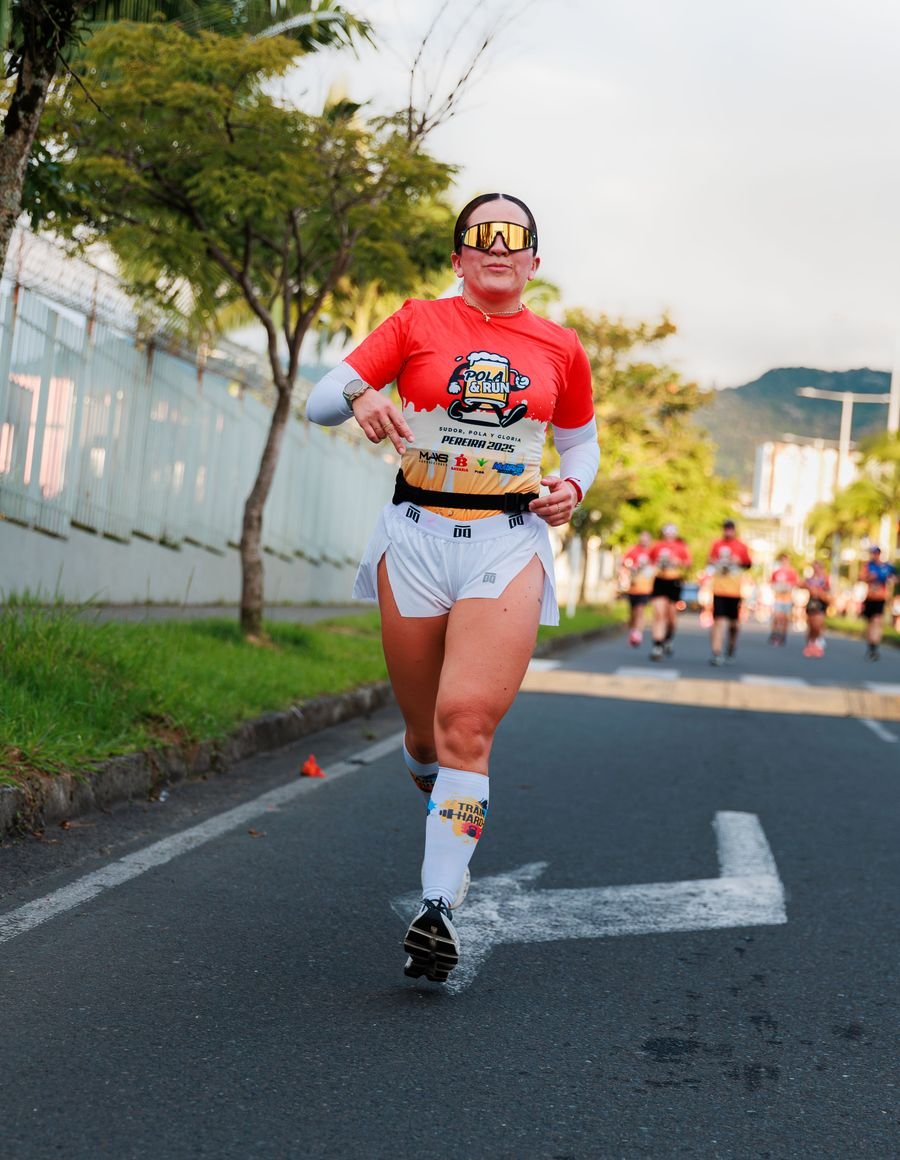 A woman running outdoors.