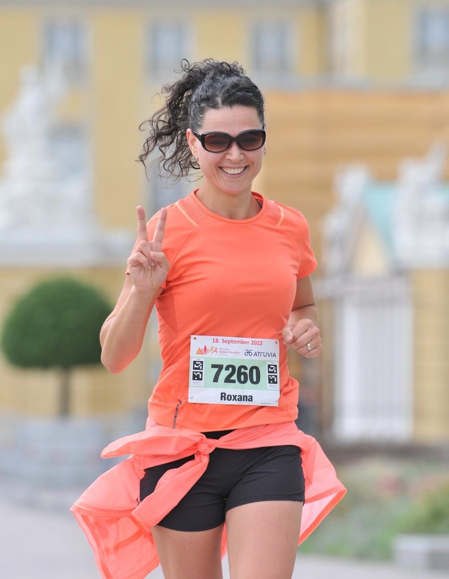 A woman running outdoors.